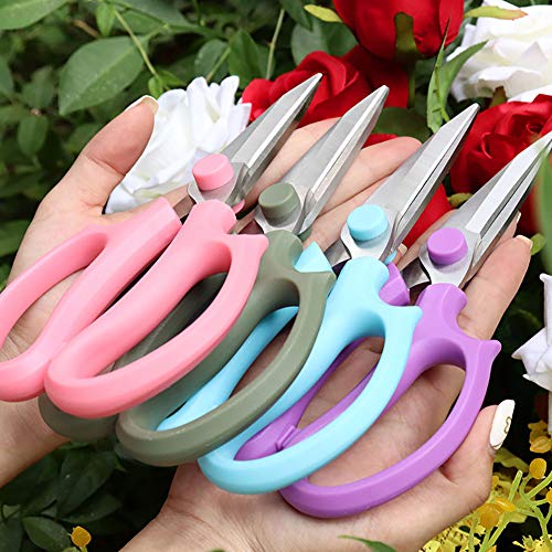 Leize Garden Flower Scissors, Premium Thickened Stainless Steel Floral Shears, Strong Pruner for Flowers, Branches and Leaves