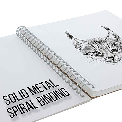 U.S. Art Supply 11" x 14" Sketch Book Pad, Pack of 2, 100 Sheets Each, 60lb (100gsm) - Spiral Bound Artist Sketching Drawing Paper Pad, Acid-Free - Graphite Colored Pencils, Charcoal - Adults Students