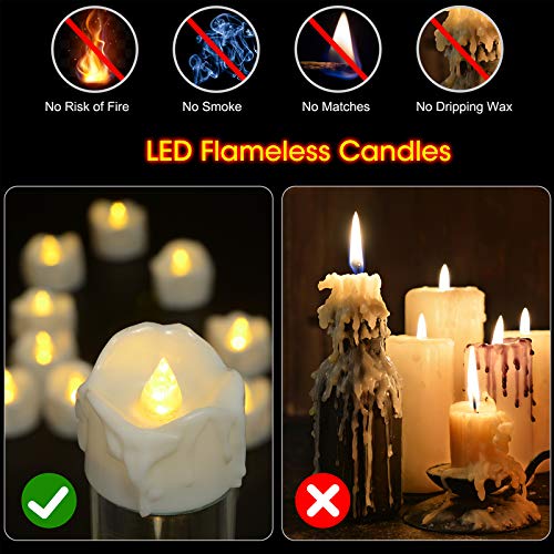 PChero Halloween Tea Lights with Timer, 12 Packs Flickering Flameless LED Tealights Battery Operated Votive Candles for Pumpkin Decor Indoor Home Party Halloween Decorations
