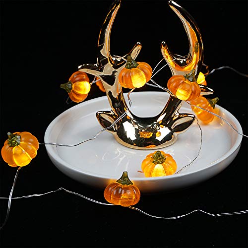 BOHON Halloween Lights 3D Jack-o-Lantern 10ft 30 LEDs Pumpkin String Lights Battery Powered Orange Lights for Halloween Party Indoor Fall Outdoor Harvest Thanksgiving Decorations