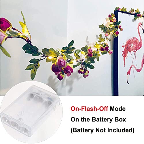 Fielegen 20 LED Rose Flower String Lights 7.2ft Artificial Flower Garland with Fairy Lights Rose Vine Lights for Valentines Day Garden Party Wedding Table Decor Thanksgiving Christmas Decor Lights