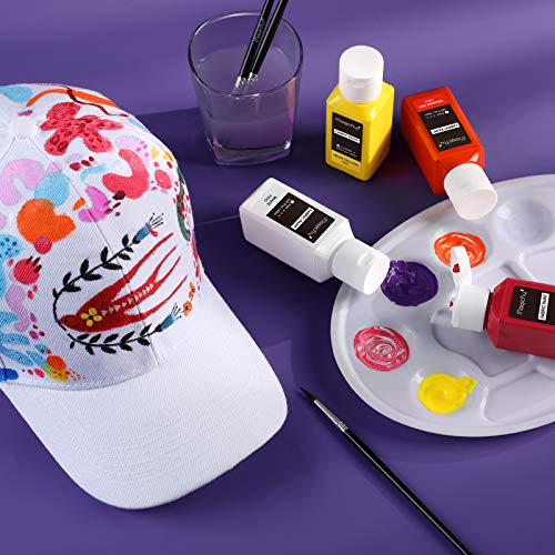 Magicfly Permanent Soft Fabric Paint Set for Clothes 14 Colors 60ML Textile T-shirt Paints, No Heating Needed & Washable Fabric Paints for Crafts, Canvas, T-Shirts, Jeans, Bags, with 3 Brushes