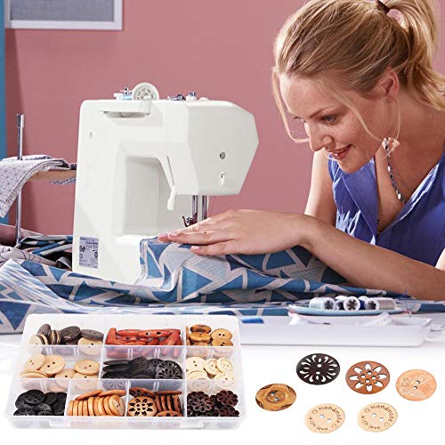Assorted Wooden Buttons, 120Pcs Wooden Handmade Buttons, Wooden Sewing Buttons Art DIY Craft Supplies with Box