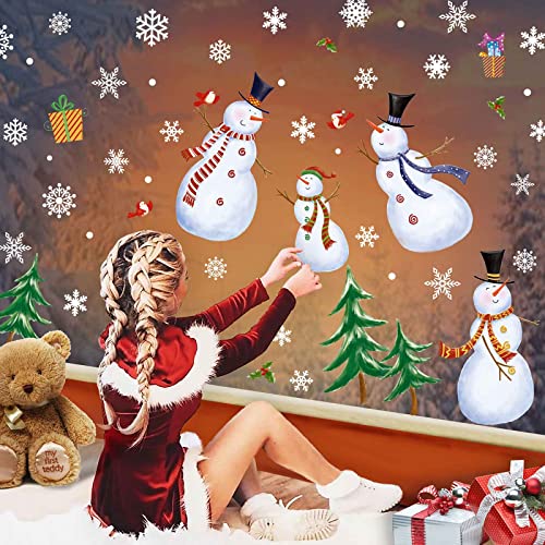 Christmas Windows Clings Christmas Snowflake Window Clings Stickers for Glass,Xmas Christmas Window Stickers for Winter Party Christmas Decorations