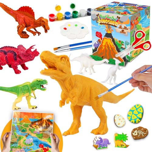 FUNZBO Dinosaur Painting Kit - Dinosaur Toys for Kids 3, 4, 5, 6, 7,8 9 Years Old, Christmas Gifts for Kids, Painting Set for Kids, Art Set for Kids with Painting Tools, Art Supplies, Toys for Boys