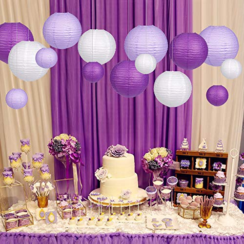 Paper Lanterns Decorative, Party Supplies for Bachelorette Engagement Unicorn Birthday Party Decorations Purple/Lavender/White 15pcs