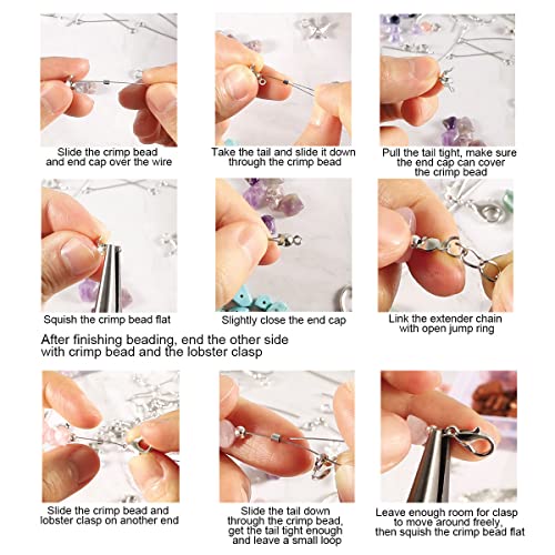 Crystal Beads for Jewelry Making, 2800PCS Natural Crystal Bead Gemstone Chip Beads for Earring Ring Making Kit with Spacer Beads Earring Hooks Pendants Charms Wire String for DIY Bracelets Beading Kit
