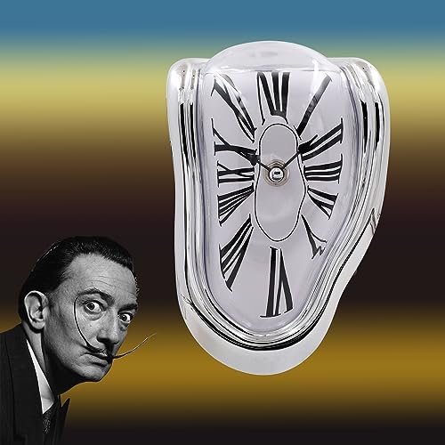FAREVER Melting Clock, Salvador Dali Watch Melted Clock for Decorative Home Office Shelf Desk Table Funny Creative Gift, Rome Silver
