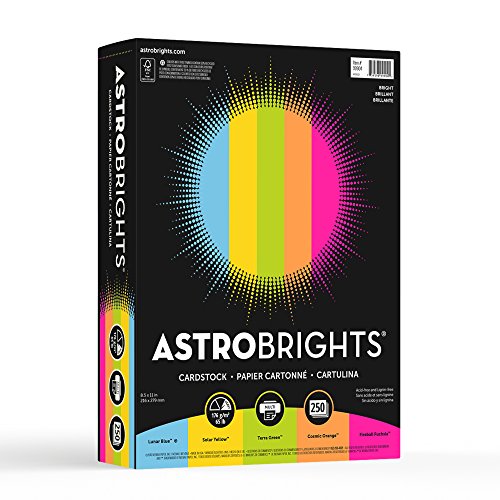 Astrobrights Color Cardstock -"Bright" Assortment, 65 lb Cover Weight, 8.5 x 11, Assorted, 250/Pack