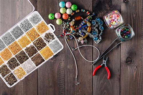 Paxcoo 2880 Pcs Jewelry Making Findings Supplies Kit with Open Jump Rings, Lobster Clasps, Crimp Beads, Screw Eye Pins, Head Pins, Earing Hooks and Earing Backs
