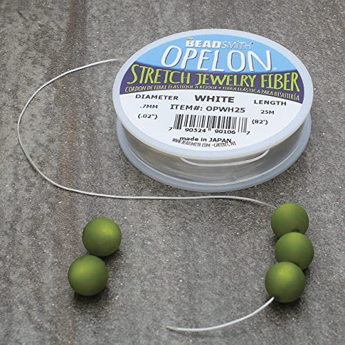 The Beadsmith Opelon Beading Cord – Stretch Jewelry Fiber – White, 0.7mm Diameter, 25 Meter