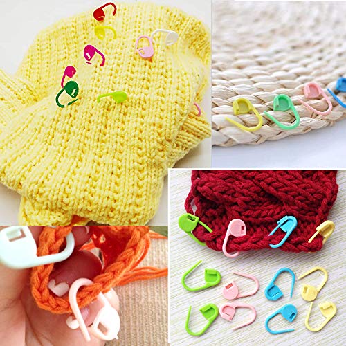 120 Pieces Knitting Crochet Stitch Markers, Colorful Knitting Markers Crochet Clips with 9 Pieces Big Eye Sewing Needles (2inch×3/2.3inch×3/2.7inch×3)
