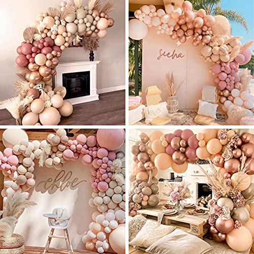 Woaipati Balloon Arch Garland Kit,Blush Nude Apricot Party Balloons Decoration Set for Retro Boho Wedding Baby Shower Bridal Engagement Anniversary Graduation Birthday Decorations