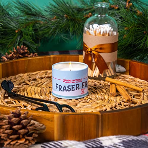 Santa's Naturals Fraser Fir Christmas Candle | Fresh Cut Christmas Tree Fragrance | Sustainably Sourced Soy and Beeswax | 30 Hour Burn Time | 9oz | 2 Pack
