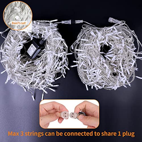 Blingstar Icicle Lights Christmas Lights Outdoor 49.2Ft 440 LED Extendable Dripping Lights 8 Mode Warm White Icecycle String Lights Cascade for Indoor Outside Xmas Holiday House Decor, Clear Wire