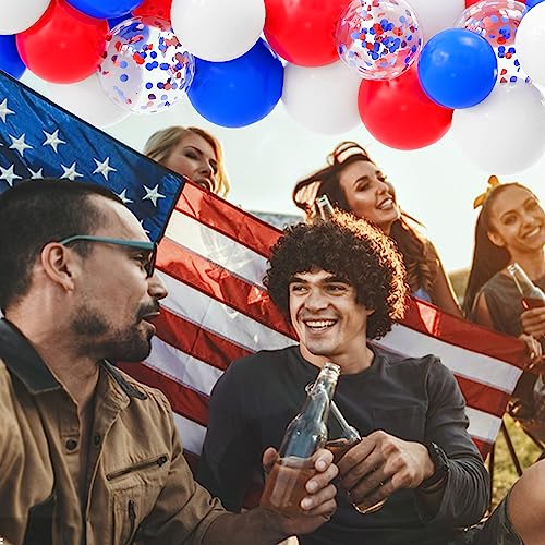 Kelfara Red White and Blue Balloons 60Pcs 12inch Latex Balloon with Confetti Balloon for Independence Day Veterans Memorial Patriotic 4th of July Anniversary Birthday Party Decoration