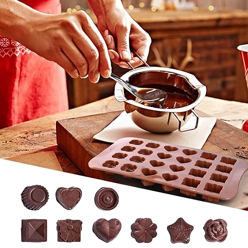 JOERSH Silicone Chocolate Molds for Fat Bombs Snacks & Truffles, 5PCS 93-Cavity Caramel Hard Candy Mold (Square, Round, Heart, Star, Flower Shapes)