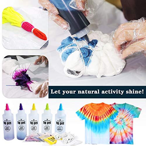 WINSONS Tie Dye Kit 5 Colors Permanent Fabric Dye Art Set for Kids Adults for School, Homemade Party, Creative Groups Activities, DIY Gift