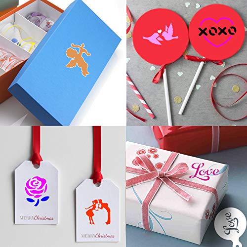Konsait 20Pack Valentine's Day Cake Stencil Templates Decoration, Reusable Valentine's Day Cake Cookies Baking Painting Mold Tools, Dessert, Coffee Decorating Molds Cappuccino Mousse Hot Chocolate