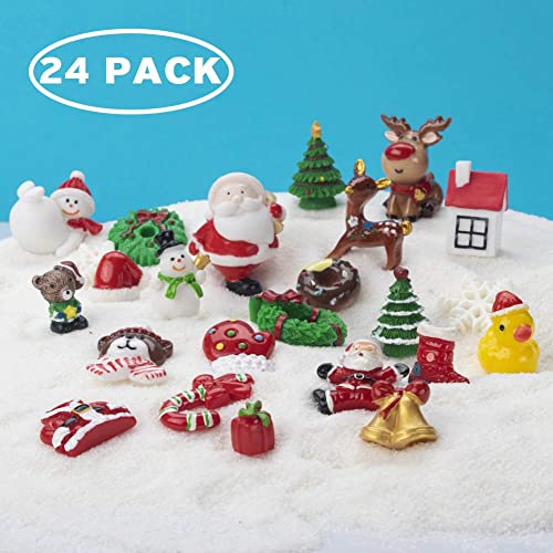 Sooez Mini Christmas Ornaments, Set of 24 Cute Miniature Resin Christmas Tree Ornament Figures Advent Calendar Fillers, Durable & Well-Crafted 3-D Figurines with Gold Loops for Easy Hanging