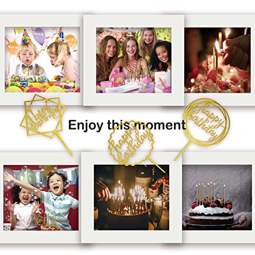 Comluge 24Pcs Rose Gold Extra Tall Long Thin Happy Birthday Candles for Cake 3Pcs Glitter Shiny Happy Birthday Cake Toppers Metallic Looking Cupcake Candles Topper (Small, Rose Gold)