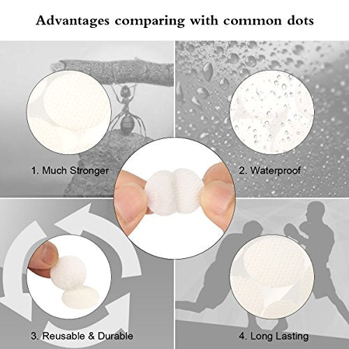 Hompie 1200pcs (600 Pair Sets) 15mm Diameter Sticky Back Hook, Self Adhesive Dots Loop Tapes for DIY Crafts Office Classroom (White)