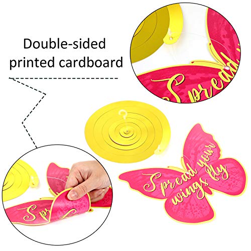 30 Pcs Butterfly Flowers Hanging Swirl Decorations Summer Butterfly Floral Baby Shower Foil Ceiling Streamers for Women Girl Kids Wedding Birthday Mother's Day 1st Birthday Party Supplies (Elegant)