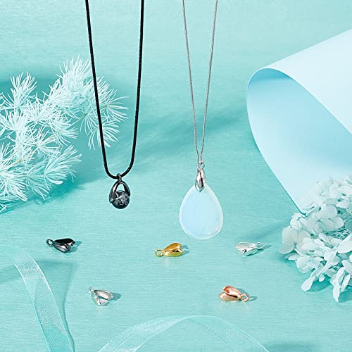 PH PandaHall About 100 Pieces Brass Pinch Clip Bail Clasp Dangle Charm Bead Pendant Connector Findings 14x7x5mm for Jewelry Making 5 Colors