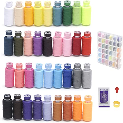 KEIMIXJIA 72Pcs Sewing Thread Kits, 36 Colors, Polyester, 550 Yards Per Spools, Prewound Bobbin Threads with Case, Compatible with Hand & Machine Sewing