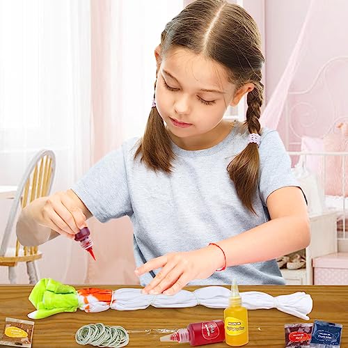 Meland Tie Dye Kit with 3 White T-Shirts, 18 Colors DIY Fabric Tye Dye for Clothes, Arts and Craft for Kids Girls Age 8-12 Year Old, Birthday Christmas Gift for Girls 4,5,6,7,8,9,10,11,12 Year Old