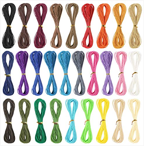 35 Colors 1mm Waxed Polyester Cord Bracelet Cord Wax Coated Thread for Jewelry Making Waxed String for Bracelet Making10m for Each Color