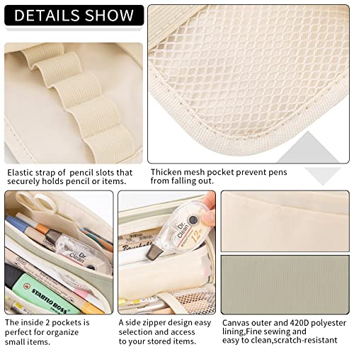 EASTHILL Big Capacity Pencil Case High Large Storage Pouch Marker Pen Case Simple Stationery Bag School College Office Organizer for Teens Girls-Light Green