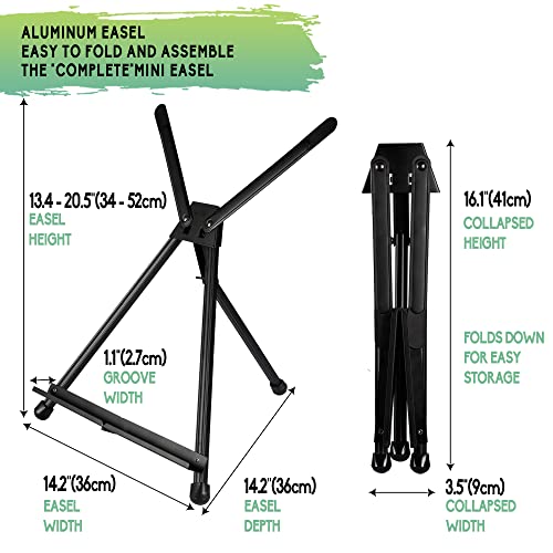 Conda Aluminum Tabletop Easel, Portable Tripod Display Stand Adjustable Height from 15" to 21" with Extension Arm Wings, Desktop Display Easel for Canvas, Paintings, Photos, Signs