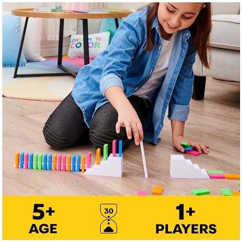H5 Domino Creations 100-Piece Neon | Kids Games for Game Night | Building Toys for Outdoor Games | Lily Hevesh Dominoes Set for Adults & Kids Ages 5+