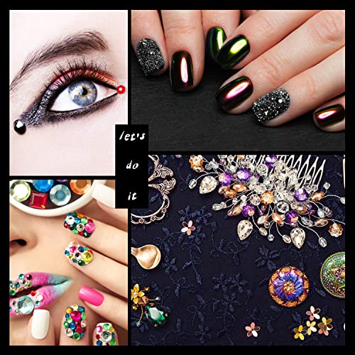 Nibiru 6616pcs Hotfix Rhinestones 5 Mixed Sizes FlatBack Crystal Rhinestones for Crafts Round Glass Gems with Tweezers and Picking Rhinestones Pen(Hematite Black)