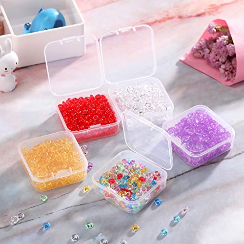 SATINIOR 12 Pack Clear Plastic Beads Storage Containers Box with Hinged Lid for Beads and More (3.3 x 3.3 x 1.2 Inch)