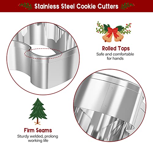 20 Pcs Christmas Cookie Cutters, Hibery Holiday Cookie Cutters Christmas, Reindeer, Snowflake, Christmas Tree, Gingerbread Man, Santa, Bell & More Cookie Cutters Christmas Shapes
