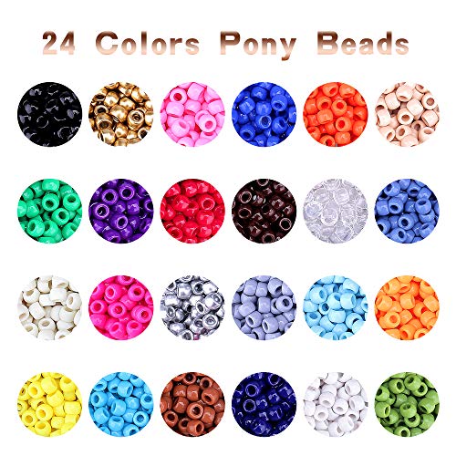 Greentime Pony Beads Jewelry Making Kit, 9mm Pony Beads Rainbow Opaque Beads Small Loose Spacer Beads for Friendship Bracelet Jewelry Necklace Making Crafts (2280PCS 24colors)