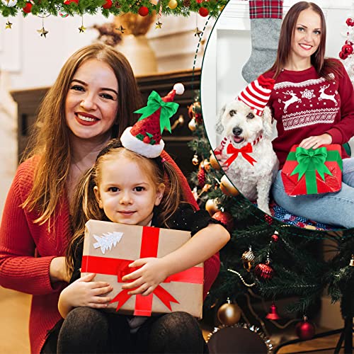 DECYOOL 4 Rolls 100 Yards Christmas Ribbons 1Inch Wide Holiday Satin Ribbons for Gift Wrapping and DIY Craft, Red & Green