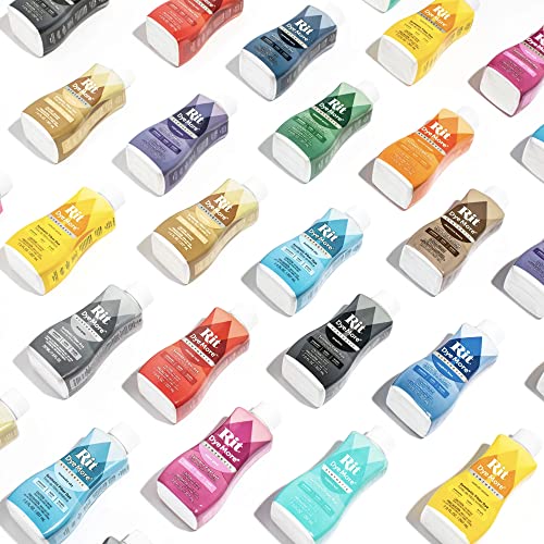 Rit Dye Liquid Fuchsia All-Purpose Dye 8oz, Pixiss Tie Dye Accessories Bundle with Rubber Bands, Gloves, Funnel and Squeeze Bottle