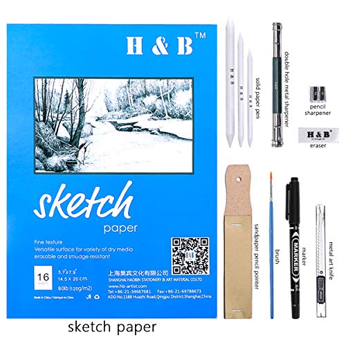 H & B 72PCS Drawing Supplies Sketching Set,Art Kit include Drawing & Colored Pencils for Adults Artists Kids.Pro Art Sketch Supplies with Sketchpad,Watercolor & Metallic Pencils