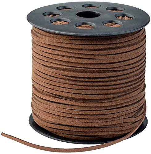 3mm x100 Yards Coffee Suede Cord Suede Lace Faux Leather Cord with Roll Spool for Bracelet Necklace Beading DIY Handmade Crafts