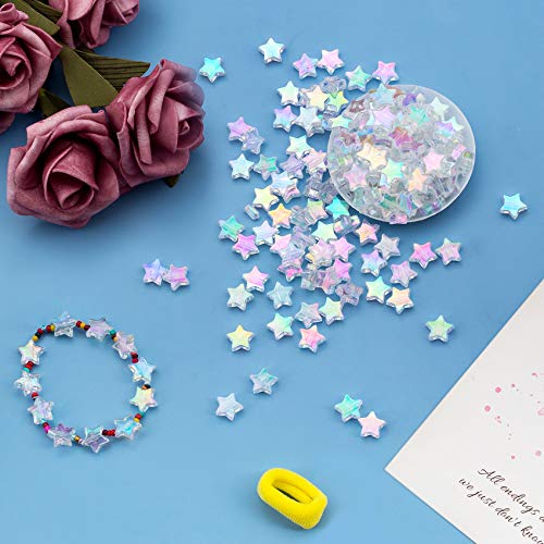 OIIKI 400 PCS Acrylic Star Shape Beads, Star Shape Charming Beads, Clear Acrylic 10mm Beads for DIY Jewelry Craft Making Necklace Bracelet Supplies (4 Pack x 100 PCS)