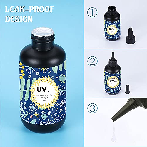 Crystal Clear Hard UV Resin Upgraded Formula Ultraviolet Fast Curing Resin for Jewelry Making Craft Decoration, Hard Transparent Glue Solar Cure Sunlight Activated Resin (100g)