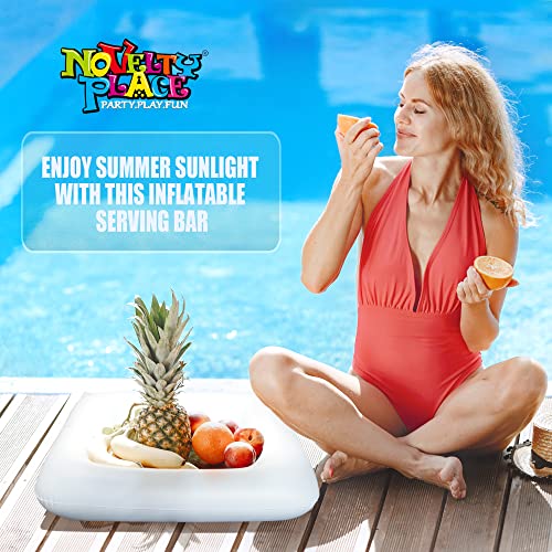 Novelty Place Inflatable Ice Serving Buffet Bar - Salad Food & Drinks Cooler Serving Tray for Summer Party Picnic & Camping (Pack of 1, 25 Inches)