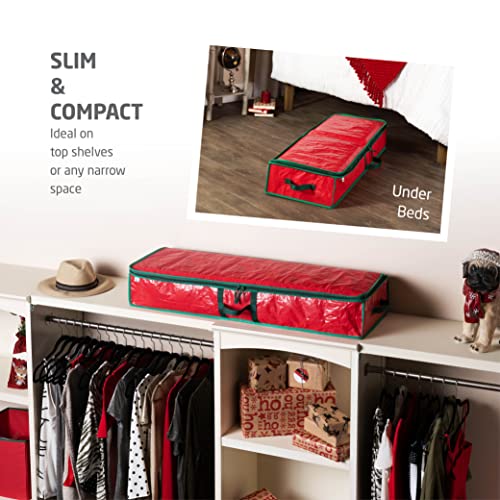 ZOBER Wrapping Paper Storage Containers - 40 Inch Gift Wrapping Organizer Storage W/Interior Pockets - Fits 24 Standard Rolls of Wrapping Paper, Bows, and Ribbons