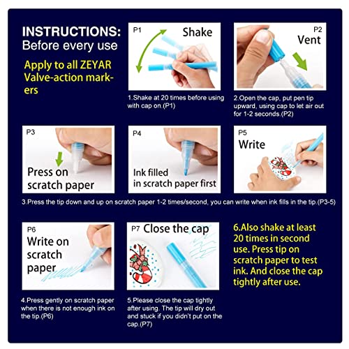 ZEYAR Acrylic Paint Marker Pens, Extra Fine Point, Nylon Tip, 12 colors, Water based, Expert of rock painting, Water and Fade Resistant, Non-toxic