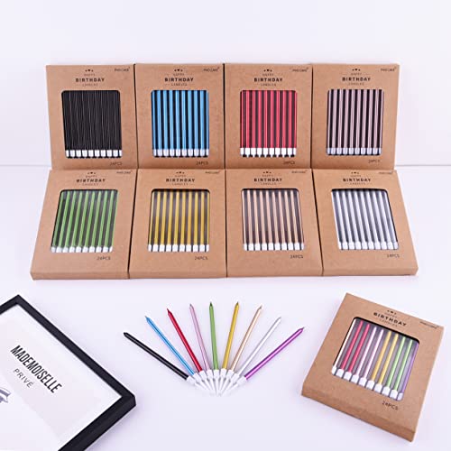 PHD CAKE 24-Count Gold Long Thin Metallic Birthday Candles, Cake Candles, Birthday Parties, Wedding Decorations, Party Candles, Cake Decorations