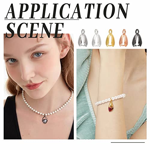 PH PandaHall About 100 Pieces Brass Pinch Clip Bail Clasp Dangle Charm Bead Pendant Connector Findings 14x7x5mm for Jewelry Making 5 Colors