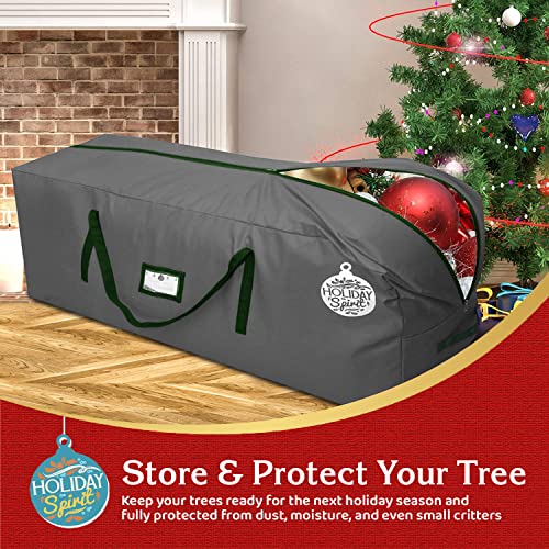 HOLIDAY SPIRIT Christmas Tree Storage Bag - Heavy-Duty Tree Bag with Durable Reinforced Handles & Zipper, Waterproof Storage Bag Protects from Moisture & Dust (Fits a 9FT Tree, Charcoal)